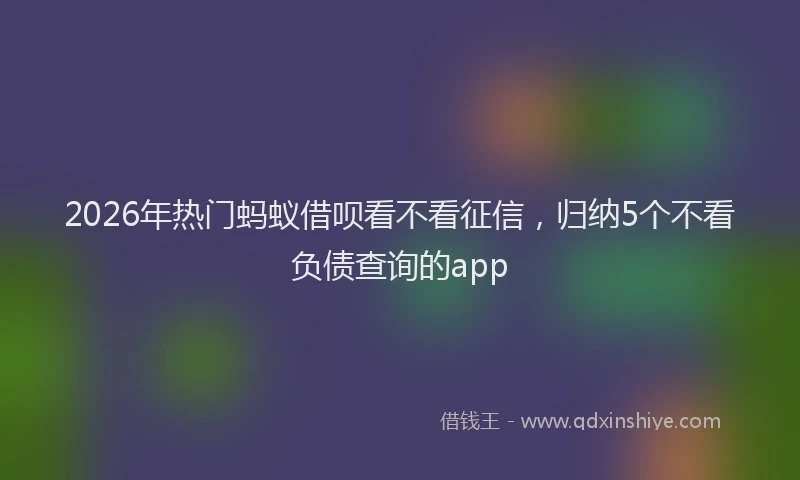 2026年热门蚂蚁借呗看不看征信，归纳5个不看负债查询的app