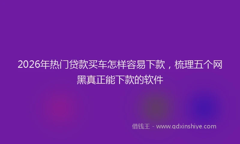 2026年热门贷款买车怎样容易下款,梳理五个网黑真正能下款的软件