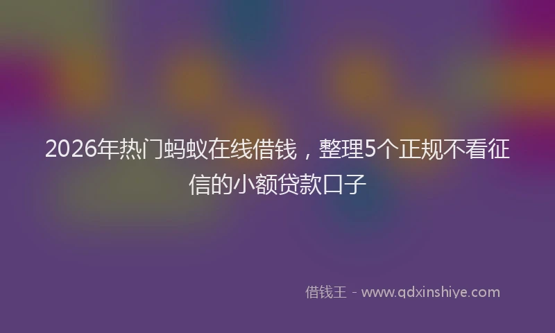 2026年热门蚂蚁在线借钱，整理5个正规不看征信的小额贷款口子