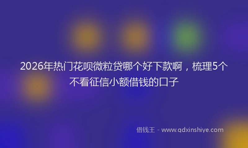 2026年热门花呗微粒贷哪个好下款啊，梳理5个不看征信小额借钱的口子
