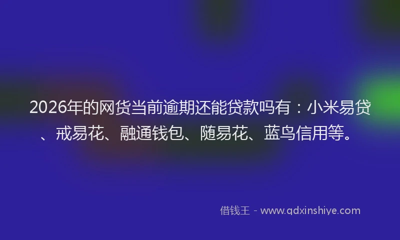 2026年的网货当前逾期还能贷款吗有：小米易贷、戒易花、融通钱包、随易花、蓝鸟信用等。