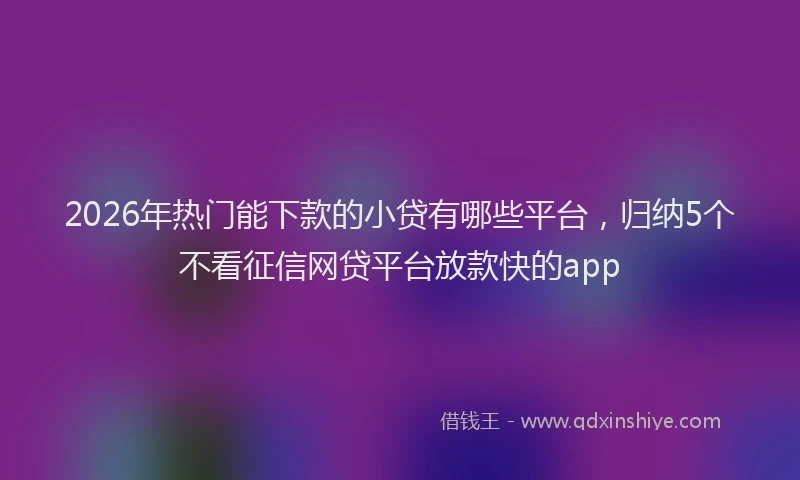 2026年热门能下款的小贷有哪些平台，归纳5个不看征信网贷平台放款快的app