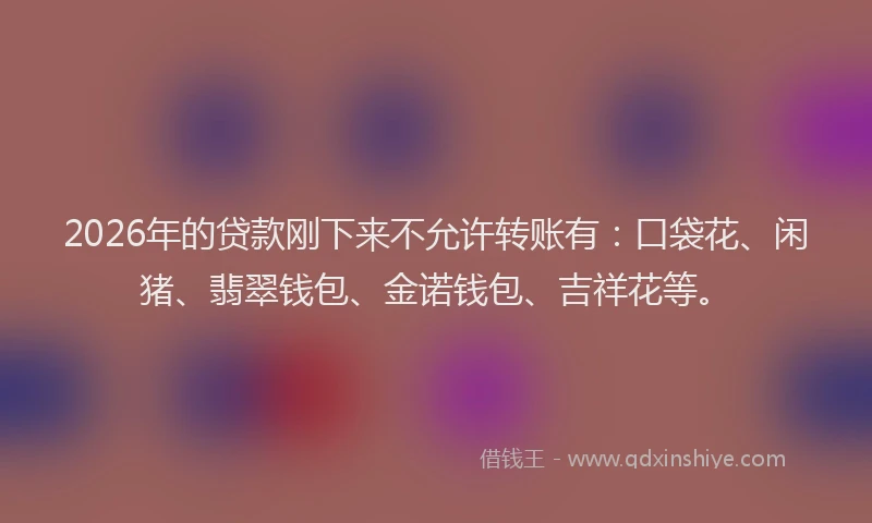 2026年的贷款刚下来不允许转账有：口袋花、闲猪、翡翠钱包、金诺钱包、吉祥花等。