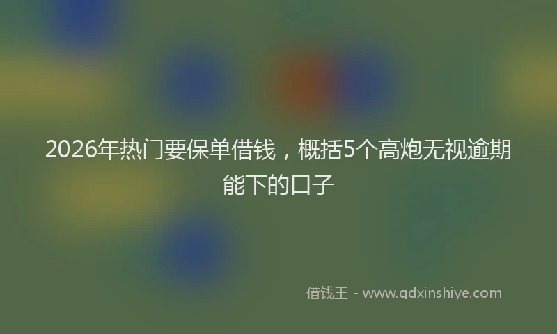 2026年热门要保单借钱，概括5个高炮无视逾期能下的口子