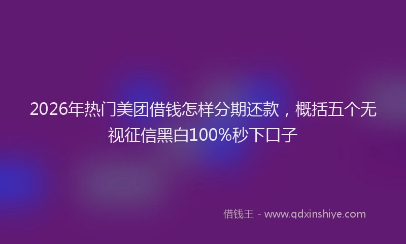 2026年热门美团借钱怎样分期还款，概括五个无视征信黑白100%秒下口子