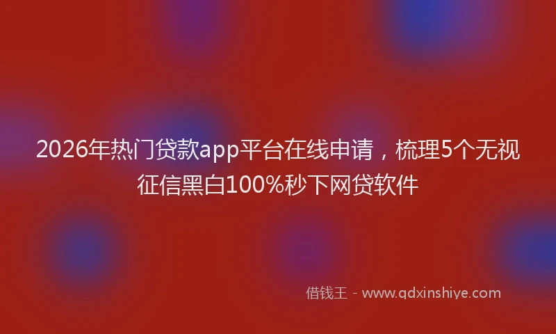 2026年热门贷款app平台在线申请，梳理5个无视征信黑白100%秒下网贷软件