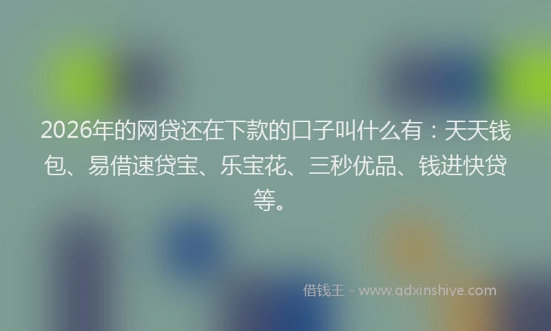 2026年的网贷还在下款的口子叫什么有：天天钱包、易借速贷宝、乐宝花、三秒优品、钱进快贷等。