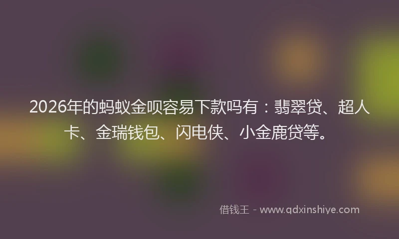 2026年的蚂蚁金呗容易下款吗有：翡翠贷、超人卡、金瑞钱包、闪电侠、小金鹿贷等。