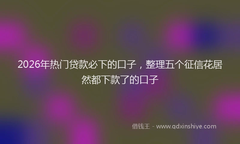 2026年热门贷款必下的口子，整理五个征信花居然都下款了的口子