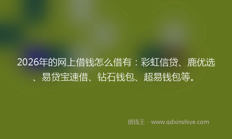 2026年的网上借钱怎么借有:彩虹信贷、鹿优选、易贷宝速借、钻石钱包、超易钱包等。