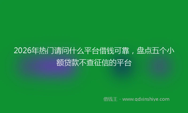 2026年热门请问什么平台借钱可靠,盘点五个小额贷款不查征信的平台