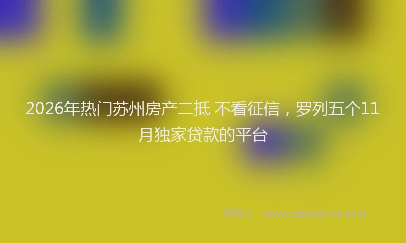 2026年热门苏州房产二抵 不看征信，罗列五个11月独家贷款的平台