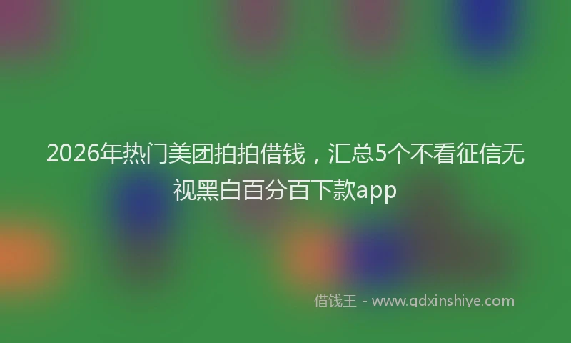 2026年热门美团拍拍借钱，汇总5个不看征信无视黑白百分百下款app