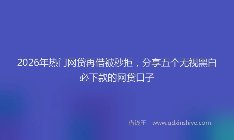 2026年热门网贷再借被秒拒，分享五个无视黑白必下款的网贷口子