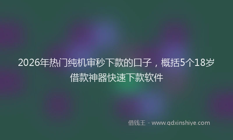 2026年热门纯机审秒下款的口子，概括5个18岁借款神器快速下款软件