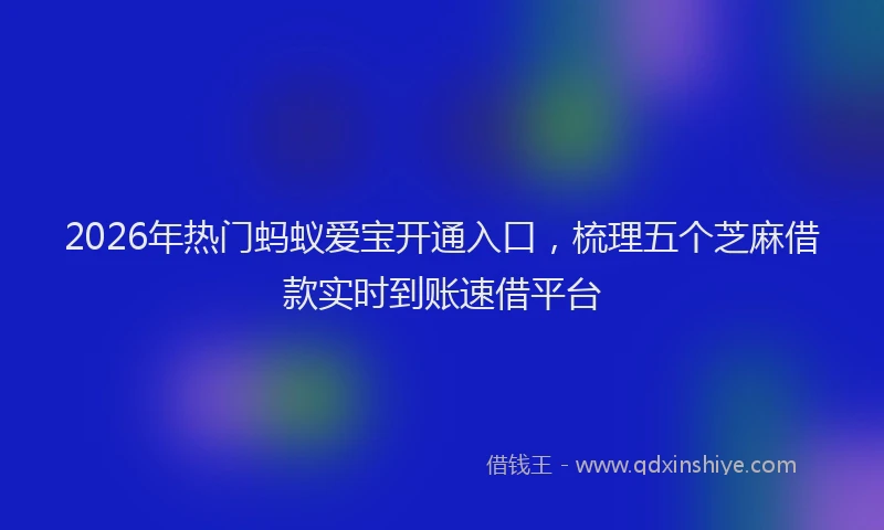 2026年热门蚂蚁爱宝开通入口，梳理五个芝麻借款实时到账速借平台