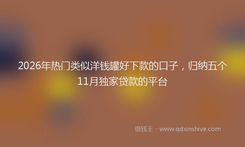 2026年热门类似洋钱罐好下款的口子，归纳五个11月独家贷款的平台