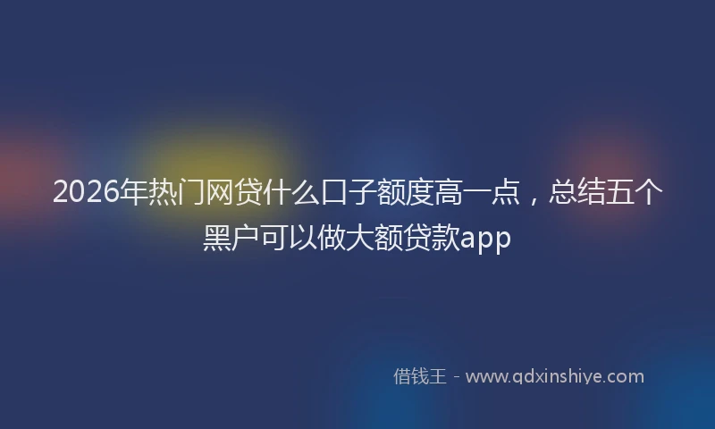 2026年热门网贷什么口子额度高一点，总结五个黑户可以做大额贷款app