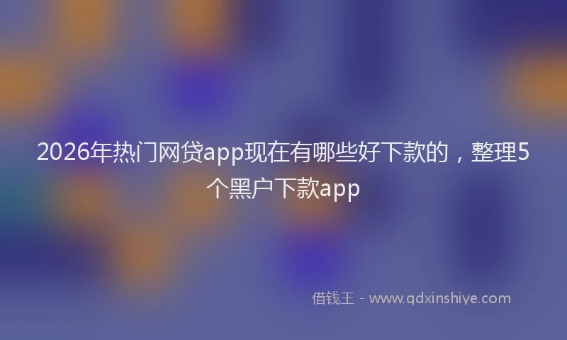 2026年热门网贷app现在有哪些好下款的,整理5个黑户下款app