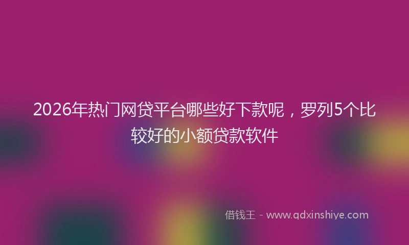 2026年热门网贷平台哪些好下款呢，罗列5个比较好的小额贷款软件