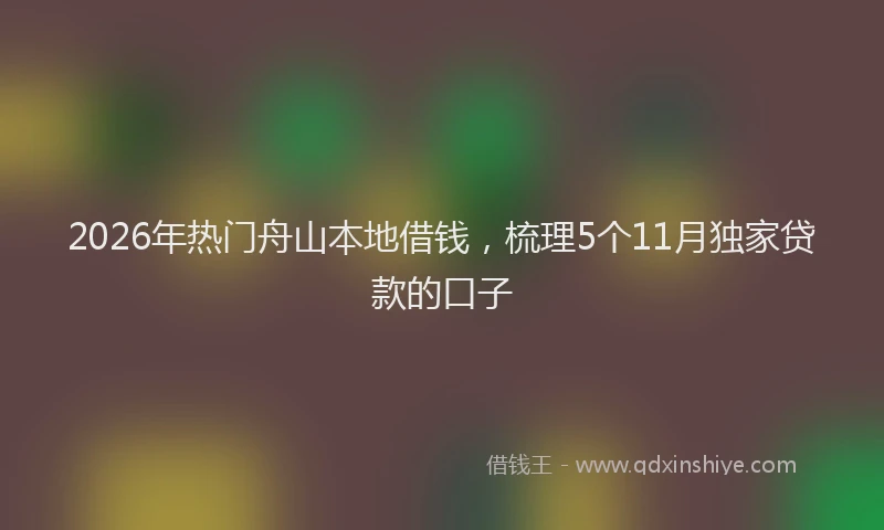 2026年热门舟山本地借钱，梳理5个11月独家贷款的口子