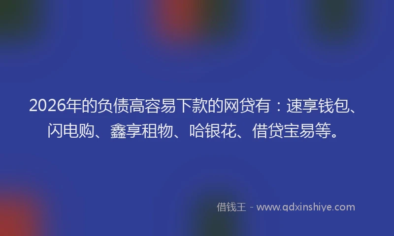 2026年的负债高容易下款的网贷有：速享钱包、闪电购、鑫享租物、哈银花、借贷宝易等。