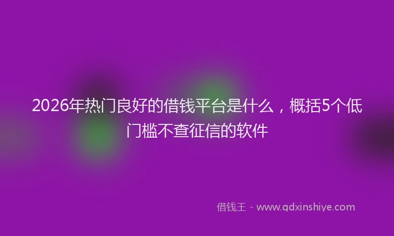 2026年热门良好的借钱平台是什么，概括5个低门槛不查征信的软件