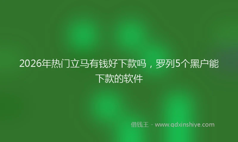2026年热门立马有钱好下款吗，罗列5个黑户能下款的软件