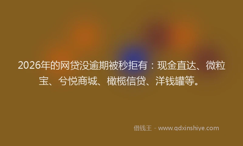 2026年的网贷没逾期被秒拒有：现金直达、微粒宝、兮悦商城、橄榄信贷、洋钱罐等。