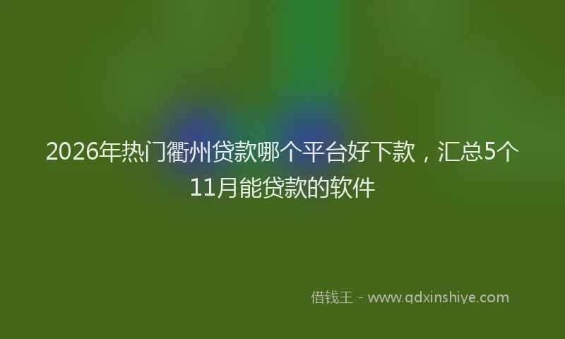 2026年热门衢州贷款哪个平台好下款，汇总5个11月能贷款的软件