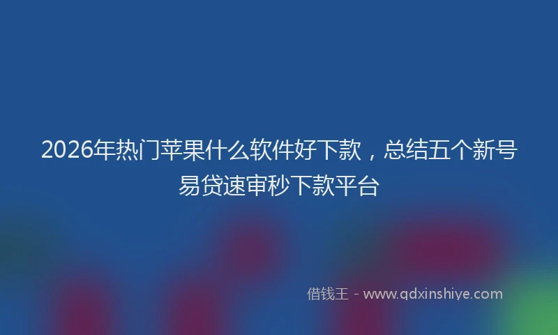 2026年热门苹果什么软件好下款，总结五个新号易贷速审秒下款平台