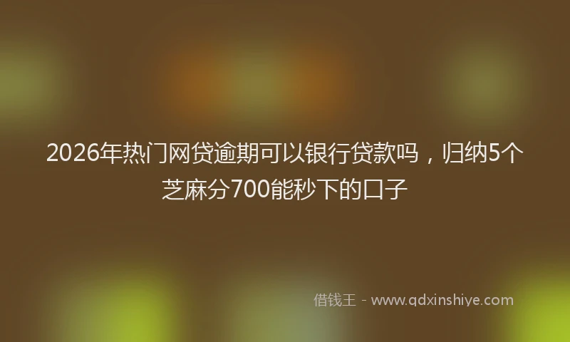 2026年热门网贷逾期可以银行贷款吗，归纳5个芝麻分700能秒下的口子