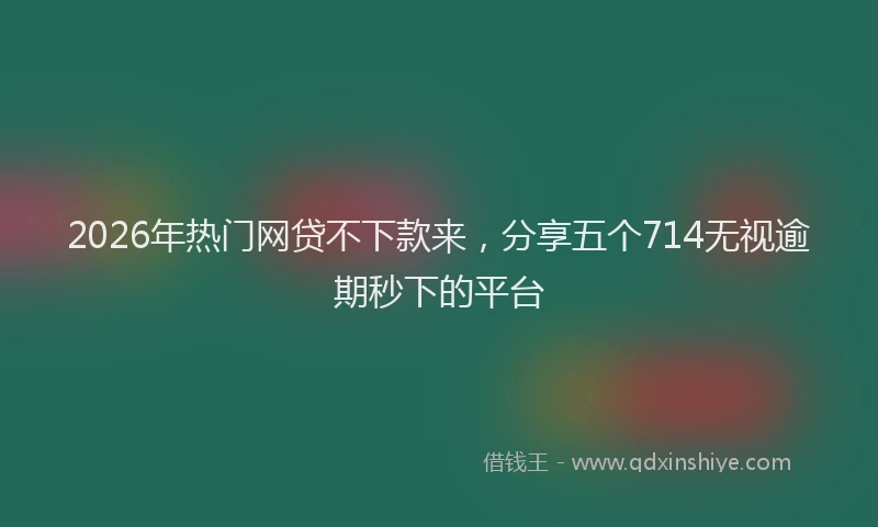 2026年热门网贷不下款来，分享五个714无视逾期秒下的平台