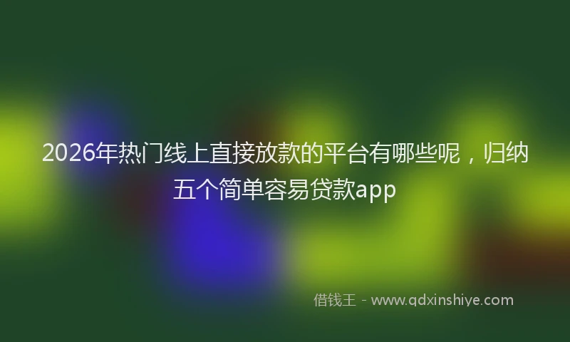 2026年热门线上直接放款的平台有哪些呢，归纳五个简单容易贷款app