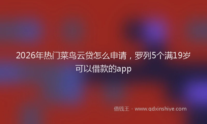 2026年热门菜鸟云贷怎么申请,罗列5个满19岁可以借款的app