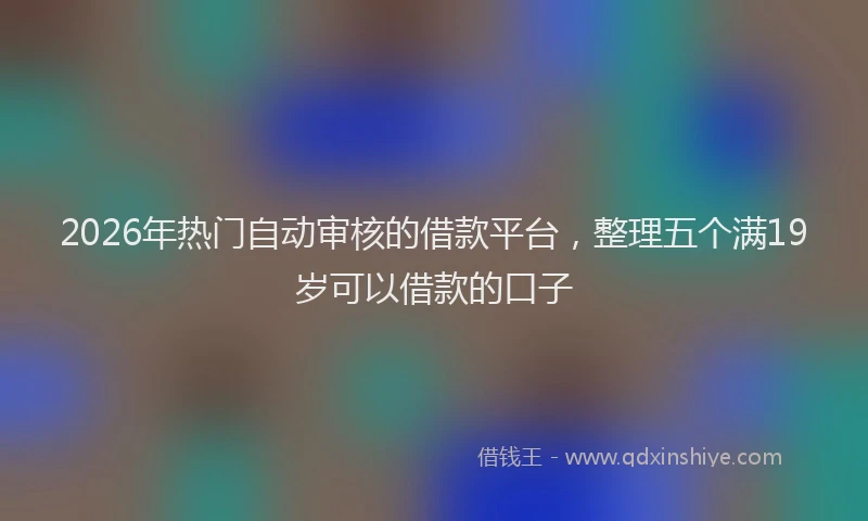 2026年热门自动审核的借款平台，整理五个满19岁可以借款的口子