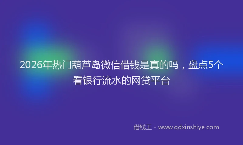 2026年热门葫芦岛微信借钱是真的吗，盘点5个看银行流水的网贷平台
