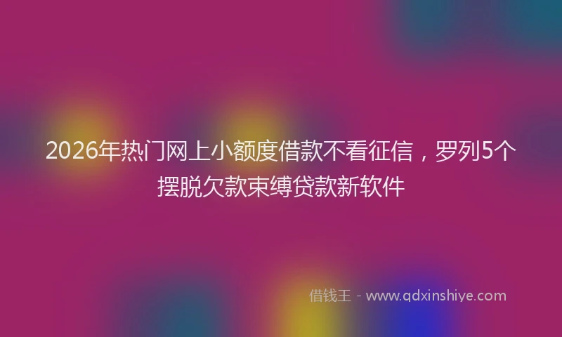 2026年热门网上小额度借款不看征信，罗列5个摆脱欠款束缚贷款新软件