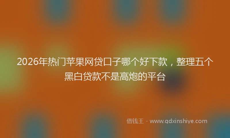 2026年热门苹果网贷口子哪个好下款,整理五个黑白贷款不是高炮的平台