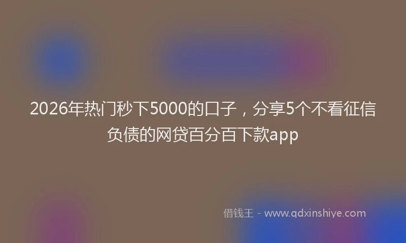 2026年热门秒下5000的口子，分享5个不看征信负债的网贷百分百下款app