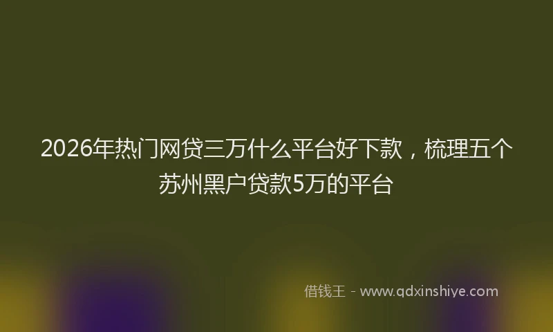 2026年热门网贷三万什么平台好下款,梳理五个苏州黑户贷款5万的平台