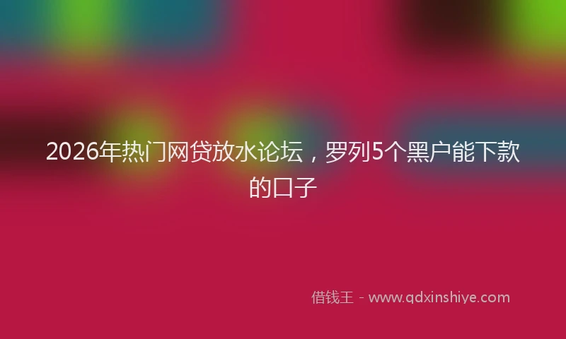 2026年热门网贷放水论坛，罗列5个黑户能下款的口子