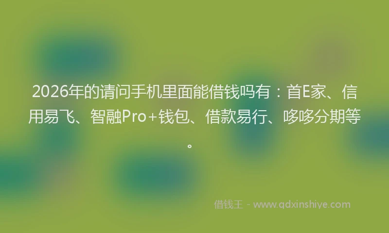 2026年的请问手机里面能借钱吗有：首E家、信用易飞、智融Pro+钱包、借款易行、哆哆分期等。