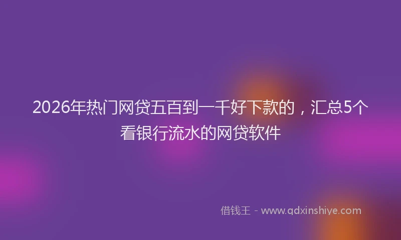 2026年热门网贷五百到一千好下款的，汇总5个看银行流水的网贷软件