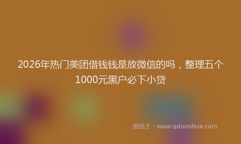 2026年热门美团借钱钱是放微信的吗，整理五个1000元黑户必下小贷