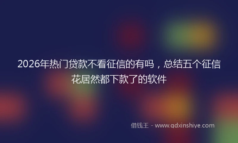 2026年热门贷款不看征信的有吗，总结五个征信花居然都下款了的软件