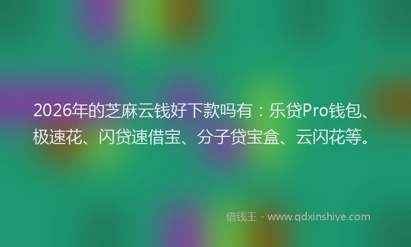 2026年的芝麻云钱好下款吗有：乐贷Pro钱包、极速花、闪贷速借宝、分子贷宝盒、云闪花等。