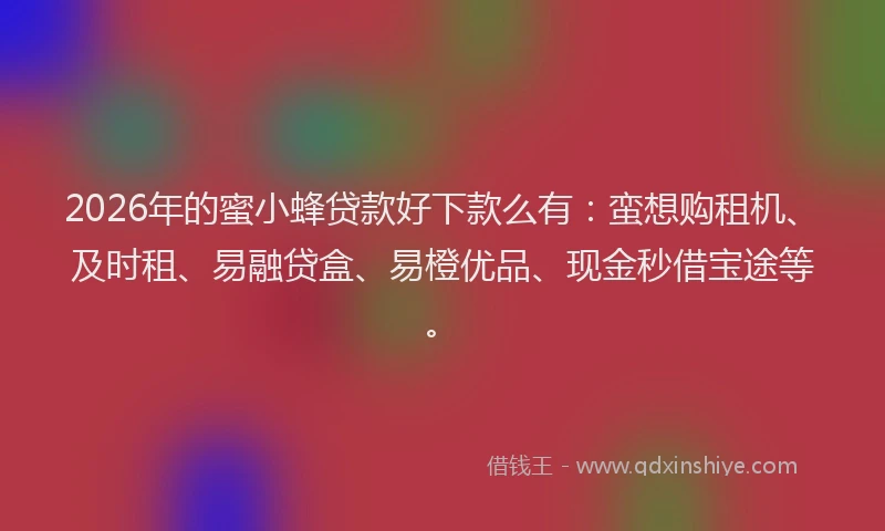 2026年的蜜小蜂贷款好下款么有：蛮想购租机、及时租、易融贷盒、易橙优品、现金秒借宝途等。
