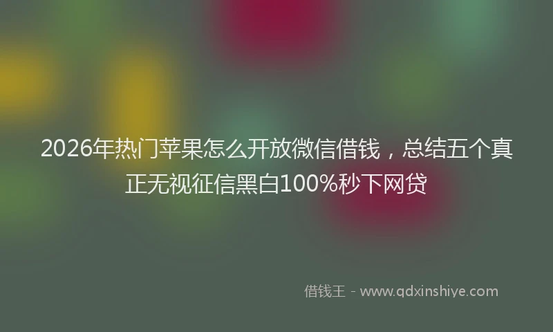 2026年热门苹果怎么开放微信借钱，总结五个真正无视征信黑白100%秒下网贷