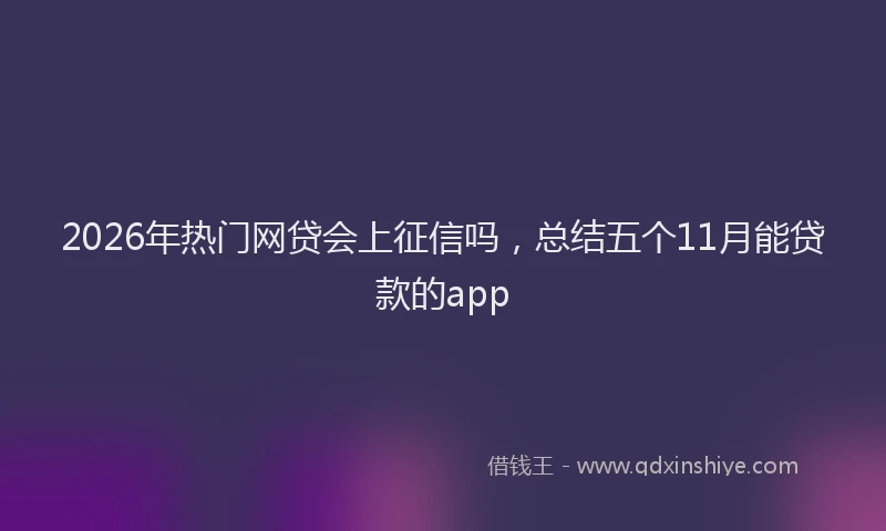 2026年热门网贷会上征信吗，总结五个11月能贷款的app